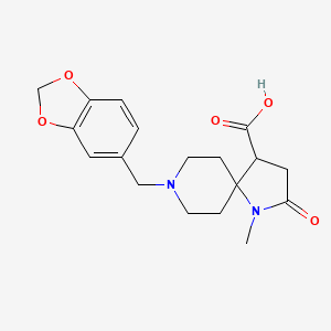molecular formula C18H22N2O5 B5666360 8-(1,3-benzodioxol-5-ylmethyl)-1-methyl-2-oxo-1,8-diazaspiro[4.5]decane-4-carboxylic acid 