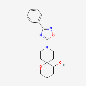 molecular formula C17H21N3O3 B5666364 9-(3-phenyl-1,2,4-oxadiazol-5-yl)-1-oxa-9-azaspiro[5.5]undecan-5-ol 