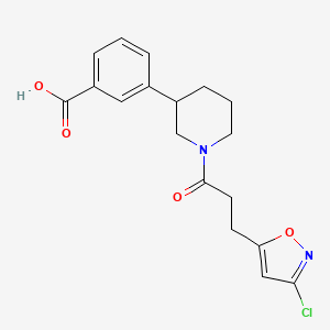 molecular formula C18H19ClN2O4 B5666382 3-{1-[3-(3-chloroisoxazol-5-yl)propanoyl]piperidin-3-yl}benzoic acid 