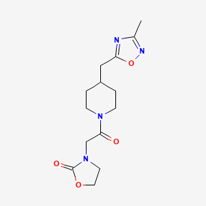 molecular formula C14H20N4O4 B5666422 3-(2-{4-[(3-methyl-1,2,4-oxadiazol-5-yl)methyl]piperidin-1-yl}-2-oxoethyl)-1,3-oxazolidin-2-one 