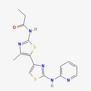 molecular formula C15H15N5OS2 B5666428 N-[4'-methyl-2-(2-pyridinylamino)-4,5'-bi-1,3-thiazol-2'-yl]propanamide 