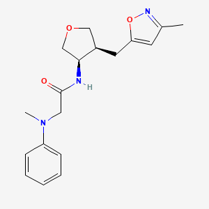 molecular formula C18H23N3O3 B5666438 N~2~-methyl-N~1~-{(3R*,4S*)-4-[(3-methylisoxazol-5-yl)methyl]tetrahydrofuran-3-yl}-N~2~-phenylglycinamide 