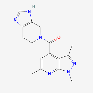 molecular formula C16H18N6O B5666504 1,3,6-trimethyl-4-(1,4,6,7-tetrahydro-5H-imidazo[4,5-c]pyridin-5-ylcarbonyl)-1H-pyrazolo[3,4-b]pyridine 