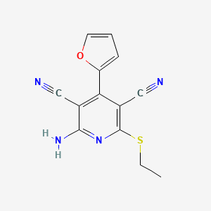 molecular formula C13H10N4OS B5666555 2-amino-6-(ethylthio)-4-(2-furyl)-3,5-pyridinedicarbonitrile 