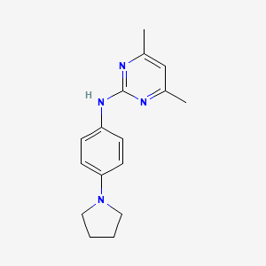 molecular formula C16H20N4 B5666556 4,6-dimethyl-N-[4-(1-pyrrolidinyl)phenyl]-2-pyrimidinamine 