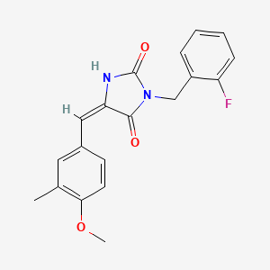 molecular formula C19H17FN2O3 B5666566 3-(2-fluorobenzyl)-5-(4-methoxy-3-methylbenzylidene)-2,4-imidazolidinedione 