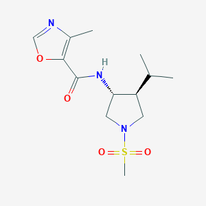 molecular formula C13H21N3O4S B5666603 N-[(3R*,4S*)-4-isopropyl-1-(methylsulfonyl)-3-pyrrolidinyl]-4-methyl-1,3-oxazole-5-carboxamide 