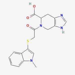 molecular formula C18H18N4O3S B5666613 5-{[(1-methyl-1H-indol-3-yl)thio]acetyl}-4,5,6,7-tetrahydro-1H-imidazo[4,5-c]pyridine-6-carboxylic acid 