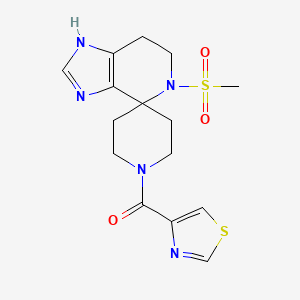 molecular formula C15H19N5O3S2 B5666618 5-(methylsulfonyl)-1'-(1,3-thiazol-4-ylcarbonyl)-1,5,6,7-tetrahydrospiro[imidazo[4,5-c]pyridine-4,4'-piperidine] 