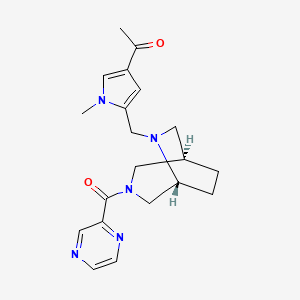 molecular formula C20H25N5O2 B5666665 1-(1-methyl-5-{[(1R*,5R*)-3-(pyrazin-2-ylcarbonyl)-3,6-diazabicyclo[3.2.2]non-6-yl]methyl}-1H-pyrrol-3-yl)ethanone 