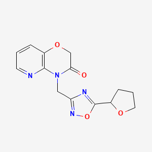 molecular formula C14H14N4O4 B5666680 4-{[5-(tetrahydrofuran-2-yl)-1,2,4-oxadiazol-3-yl]methyl}-2H-pyrido[3,2-b][1,4]oxazin-3(4H)-one 