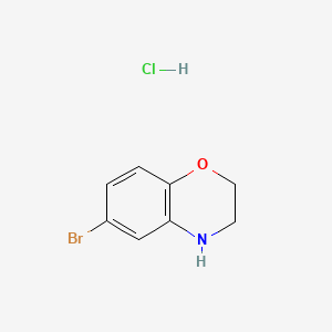 molecular formula C8H9BrClNO B566670 6-bromo-3,4-dihydro-2H-benzo[b][1,4]oxazine hydrochloride CAS No. 1260803-10-8