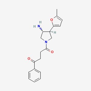 molecular formula C19H22N2O3 B5666724 4-[(3R*,4S*)-3-amino-4-(5-methyl-2-furyl)pyrrolidin-1-yl]-4-oxo-1-phenylbutan-1-one 