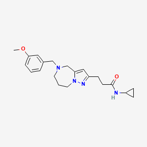 molecular formula C21H28N4O2 B5666768 N-cyclopropyl-3-[5-(3-methoxybenzyl)-5,6,7,8-tetrahydro-4H-pyrazolo[1,5-a][1,4]diazepin-2-yl]propanamide 