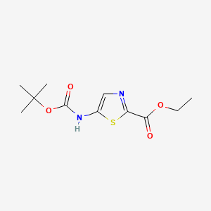 molecular formula C11H16N2O4S B566677 Ethyl 5-(tert-butoxycarbonylamino)thiazole-2-carboxylate CAS No. 1246549-82-5