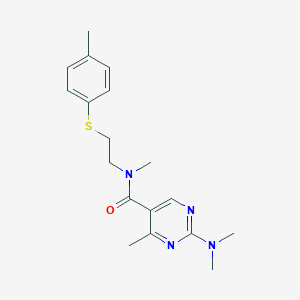 molecular formula C18H24N4OS B5666787 2-(dimethylamino)-N,4-dimethyl-N-{2-[(4-methylphenyl)thio]ethyl}-5-pyrimidinecarboxamide 