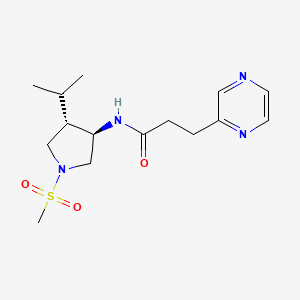 molecular formula C15H24N4O3S B5666788 N-[(3R*,4S*)-4-isopropyl-1-(methylsulfonyl)-3-pyrrolidinyl]-3-(2-pyrazinyl)propanamide 