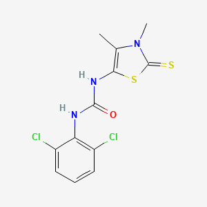 molecular formula C12H11Cl2N3OS2 B5666796 N-(2,6-dichlorophenyl)-N'-(3,4-dimethyl-2-thioxo-2,3-dihydro-1,3-thiazol-5-yl)urea 
