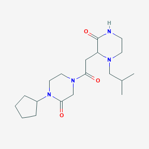 molecular formula C19H32N4O3 B5666806 1-cyclopentyl-4-[(1-isobutyl-3-oxo-2-piperazinyl)acetyl]-2-piperazinone 