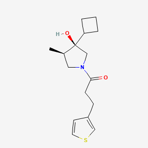 molecular formula C16H23NO2S B5666820 (3R*,4R*)-3-cyclobutyl-4-methyl-1-[3-(3-thienyl)propanoyl]-3-pyrrolidinol 