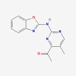 molecular formula C14H12N4O2 B5666843 1-[2-(1,3-benzoxazol-2-ylamino)-5-methyl-4-pyrimidinyl]ethanone 