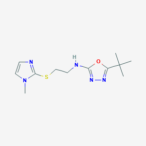 molecular formula C12H19N5OS B5666872 5-tert-butyl-N-{2-[(1-methyl-1H-imidazol-2-yl)thio]ethyl}-1,3,4-oxadiazol-2-amine 