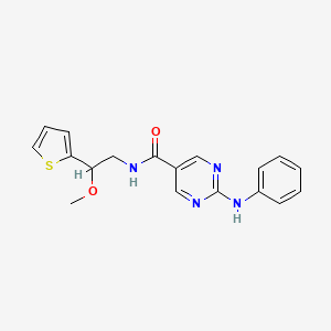 molecular formula C18H18N4O2S B5666878 2-anilino-N-[2-methoxy-2-(2-thienyl)ethyl]-5-pyrimidinecarboxamide 