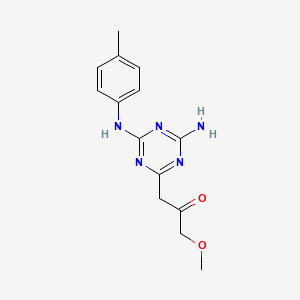 molecular formula C14H17N5O2 B5666906 1-{4-amino-6-[(4-methylphenyl)amino]-1,3,5-triazin-2-yl}-3-methoxyacetone 