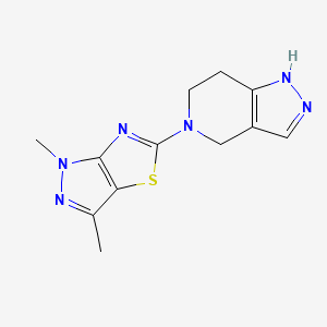 molecular formula C12H14N6S B5666940 5-(1,3-dimethyl-1H-pyrazolo[3,4-d][1,3]thiazol-5-yl)-4,5,6,7-tetrahydro-2H-pyrazolo[4,3-c]pyridine 