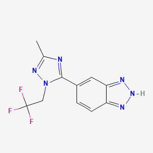 molecular formula C11H9F3N6 B5666958 5-[3-methyl-1-(2,2,2-trifluoroethyl)-1H-1,2,4-triazol-5-yl]-1H-1,2,3-benzotriazole 