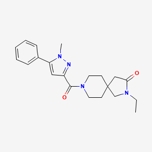molecular formula C21H26N4O2 B5666962 2-ethyl-8-[(1-methyl-5-phenyl-1H-pyrazol-3-yl)carbonyl]-2,8-diazaspiro[4.5]decan-3-one 