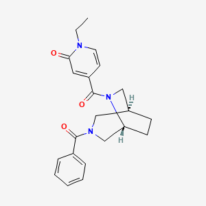 molecular formula C22H25N3O3 B5666970 4-{[(1S*,5R*)-3-benzoyl-3,6-diazabicyclo[3.2.2]non-6-yl]carbonyl}-1-ethylpyridin-2(1H)-one 