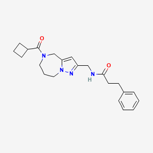 molecular formula C22H28N4O2 B5666977 N-{[5-(cyclobutylcarbonyl)-5,6,7,8-tetrahydro-4H-pyrazolo[1,5-a][1,4]diazepin-2-yl]methyl}-3-phenylpropanamide 