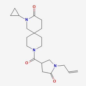 molecular formula C20H29N3O3 B5667020 9-[(1-allyl-5-oxo-3-pyrrolidinyl)carbonyl]-2-cyclopropyl-2,9-diazaspiro[5.5]undecan-3-one 