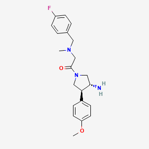 molecular formula C21H26FN3O2 B5667027 (3R*,4S*)-1-{[(4-fluorobenzyl)(methyl)amino]acetyl}-4-(4-methoxyphenyl)pyrrolidin-3-amine 