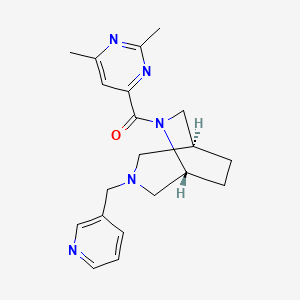 molecular formula C20H25N5O B5667122 (1S*,5R*)-6-[(2,6-dimethylpyrimidin-4-yl)carbonyl]-3-(pyridin-3-ylmethyl)-3,6-diazabicyclo[3.2.2]nonane 