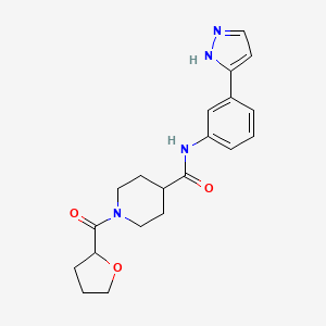 molecular formula C20H24N4O3 B5667156 N-[3-(1H-pyrazol-5-yl)phenyl]-1-(tetrahydrofuran-2-ylcarbonyl)piperidine-4-carboxamide 