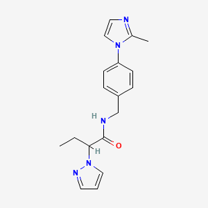 molecular formula C18H21N5O B5667191 N-[4-(2-methyl-1H-imidazol-1-yl)benzyl]-2-(1H-pyrazol-1-yl)butanamide 