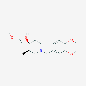 molecular formula C18H27NO4 B5667210 (3R*,4R*)-1-(2,3-dihydro-1,4-benzodioxin-6-ylmethyl)-4-(2-methoxyethyl)-3-methyl-4-piperidinol 