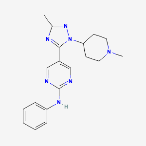 molecular formula C19H23N7 B5667215 5-[3-methyl-1-(1-methylpiperidin-4-yl)-1H-1,2,4-triazol-5-yl]-N-phenylpyrimidin-2-amine 