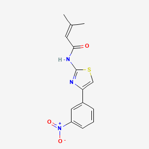 molecular formula C14H13N3O3S B5667224 3-methyl-N-[4-(3-nitrophenyl)-1,3-thiazol-2-yl]-2-butenamide 