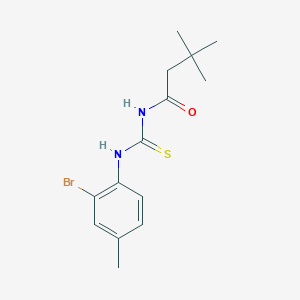 molecular formula C14H19BrN2OS B5667235 N-{[(2-bromo-4-methylphenyl)amino]carbonothioyl}-3,3-dimethylbutanamide 
