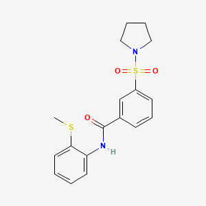molecular formula C18H20N2O3S2 B5667238 N-[2-(methylthio)phenyl]-3-(1-pyrrolidinylsulfonyl)benzamide 