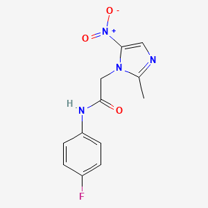 molecular formula C12H11FN4O3 B5667244 N-(4-fluorophenyl)-2-(2-methyl-5-nitro-1H-imidazol-1-yl)acetamide 