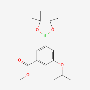molecular formula C17H25BO5 B566727 Methyl 3-isopropoxy-5-(4,4,5,5-tetramethyl-1,3,2-dioxaborolan-2-yl)benzoate CAS No. 1218789-57-1