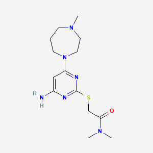 molecular formula C14H24N6OS B5667279 2-{[4-amino-6-(4-methyl-1,4-diazepan-1-yl)pyrimidin-2-yl]thio}-N,N-dimethylacetamide 
