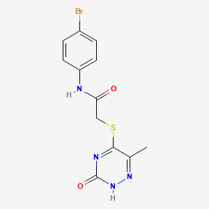 molecular formula C12H11BrN4O2S B5667310 N-(4-BROMOPHENYL)-2-[(3-HYDROXY-6-METHYL-1,2,4-TRIAZIN-5-YL)SULFANYL]ACETAMIDE 