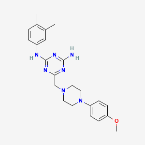 molecular formula C23H29N7O B5667321 N-(3,4-dimethylphenyl)-6-{[4-(4-methoxyphenyl)-1-piperazinyl]methyl}-1,3,5-triazine-2,4-diamine 