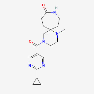 molecular formula C18H25N5O2 B5667353 4-[(2-cyclopropyl-5-pyrimidinyl)carbonyl]-1-methyl-1,4,9-triazaspiro[5.6]dodecan-10-one 