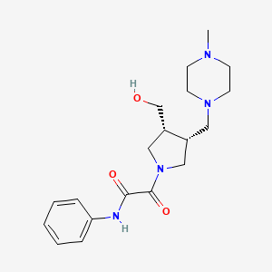 molecular formula C19H28N4O3 B5667356 2-{(3R*,4R*)-3-(hydroxymethyl)-4-[(4-methylpiperazin-1-yl)methyl]pyrrolidin-1-yl}-2-oxo-N-phenylacetamide 